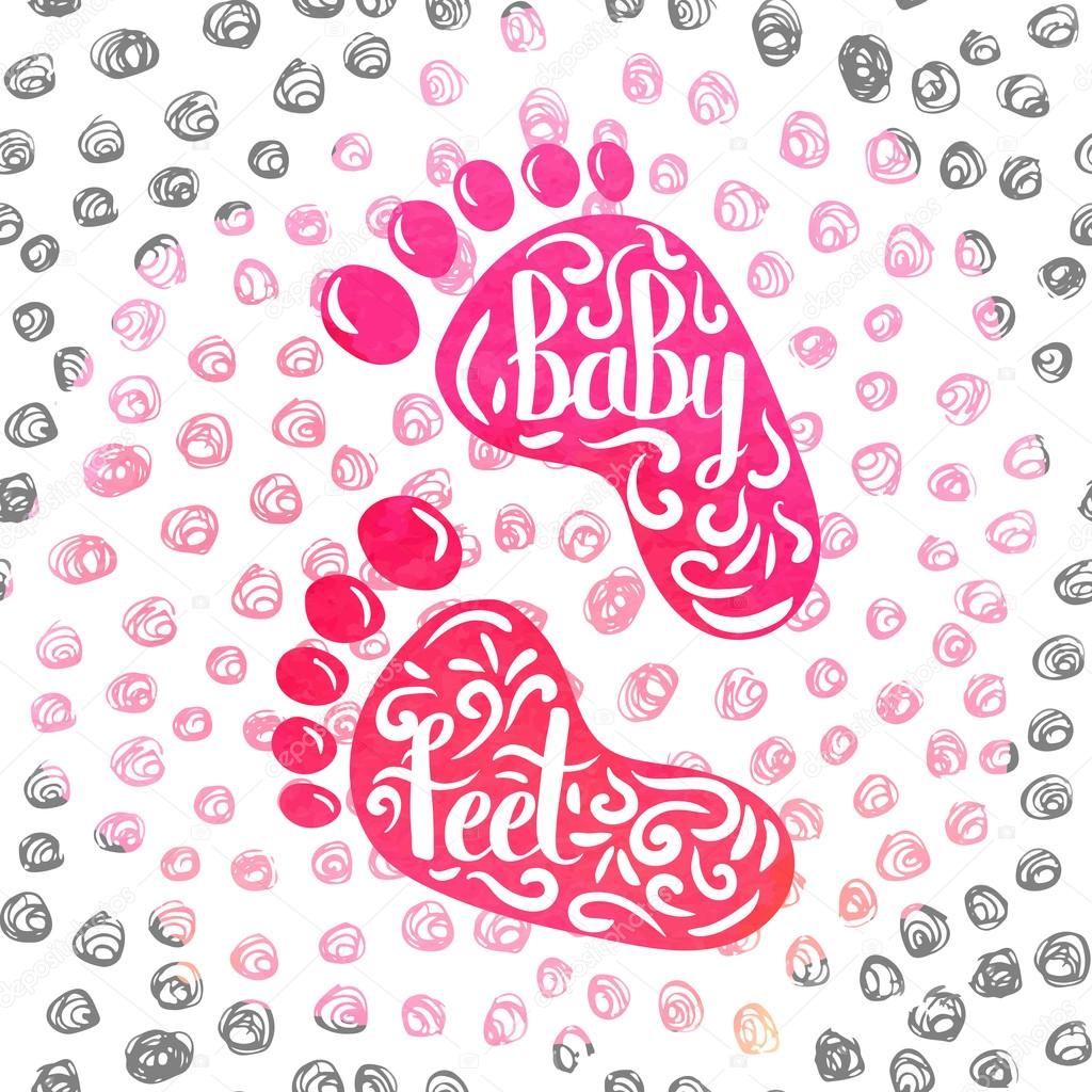 Mano letterati un pittoresco poster pubblicit  le impronte dei piedi dei bambini Cast da argilla e argilla in memoria della nascita di una bambina