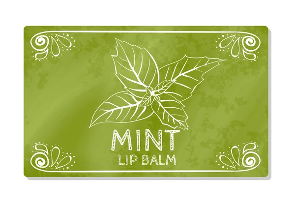 Colorful textured label, sticker for cosmetic products. The packaging design of the lipstick with the taste of refreshing mint. Vector — Stock Vector