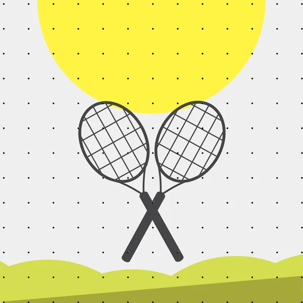 Bunte Sport-Plakat-Stil Minimalismus flach für kommerzielle Websites. Attribute für Tennis- und Badmintonschläger. Vektor — Stockvektor