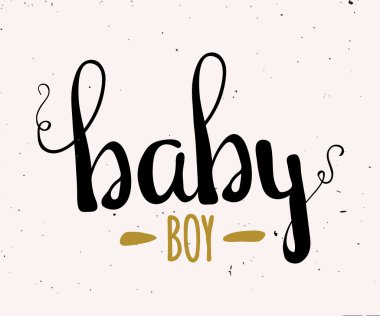 Şirin renkli çocuk illüstrasyon çocuk altın için. Erkek bebek yazı el ile bir poster. Vektör