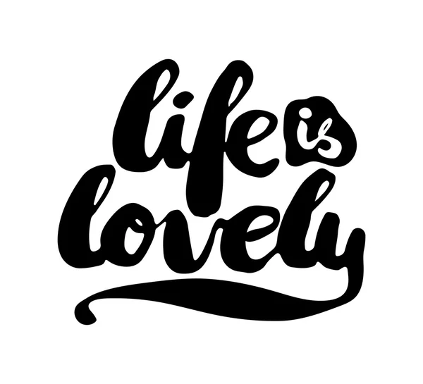 Black and white insulated hand lettering poster stencil. I love life. Vector — Stock Vector