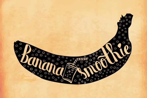Hand napis plakat słodki owocowy koktajl banana w starym stylu retro. Wektor — Wektor stockowy