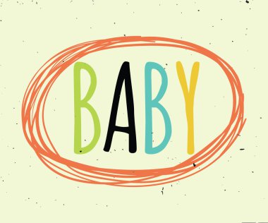 El yazı, kaligrafi renkli stil afiş, etiketleri, işaretler, parmak izi, posterler, web. Bebek. Vektör