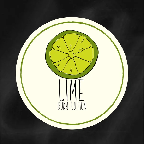 En uppsättning etiketter med ramar för skönhet och hälsa. Lime återfuktande lotion för kropp och händer. Vektor Taggar — Stock vektor