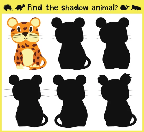 Dzieci w rozwoju gry, aby znaleźć odpowiedni cień zwierząt zabawy dziecięce Jaguar. Wektor — Wektor stockowy