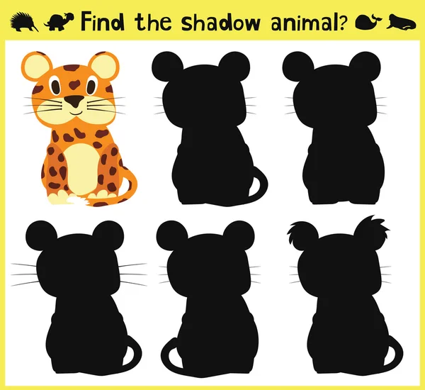 Juego de desarrollo de los niños para encontrar un adecuado sombra animal divertido bebé Jaguar. Vector — Vector de stock