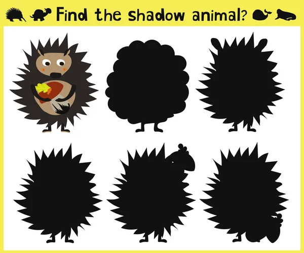 Los niños desarrollan juego para encontrar la sombra adecuada del erizo del bosque. Vector — Vector de stock