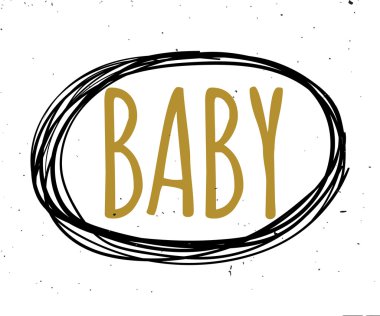 El yazısı, kaligrafi siyah ve altın tarzı afiş, etiketler, işaretler, baskılar, posterler, web. Bebek. Vektör