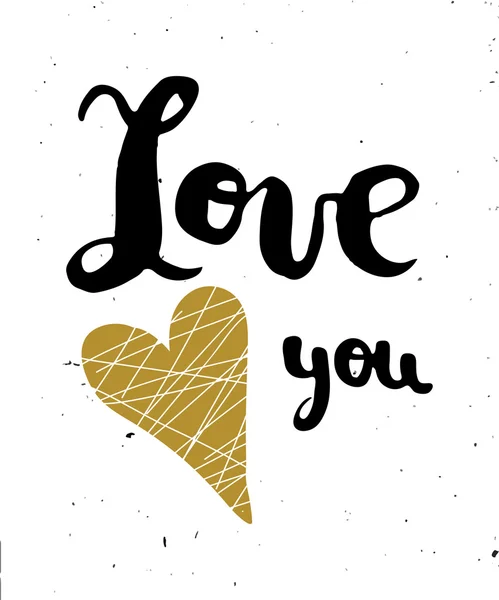 Handschrift, Kalligraphie schwarz und gold Stil Banner, Etiketten, Schilder, Drucke, Poster, das Web. Liebe dich. — Stockvektor