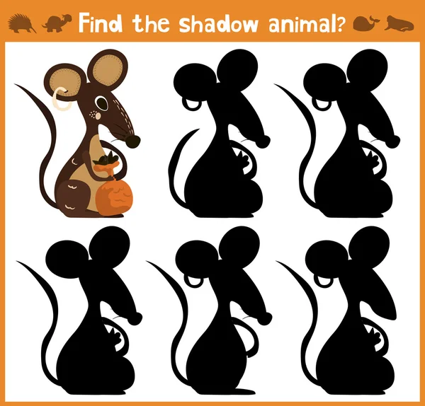 Dibujos animados vector ilustración de la educación encontrará adecuada sombra silueta animal ratón . — Vector de stock