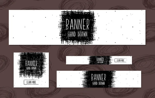 Set of white Web Banners Templates hand drawn modern style for the design of web sites and online shops. Vector — Stock Vector