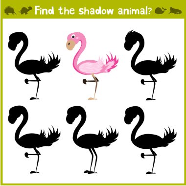 Mantığın gelişimi üzerine anaokulu ve okul çağındaki çocuklar için eğitici bir oyun. Flamingo. Vektör