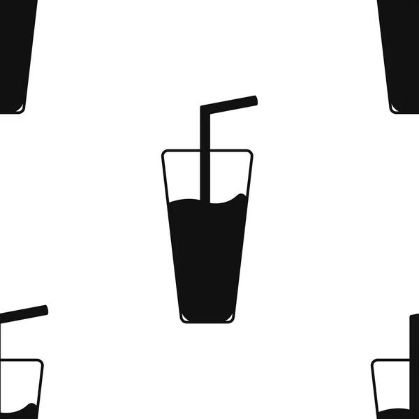 Patrón sin costuras para envolver productos alimenticios. Jugo en un vaso con una pajita. Vector — Vector de stock