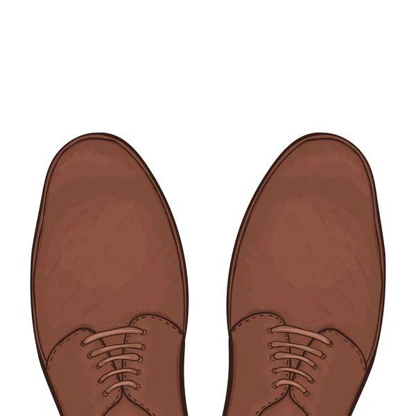 Pies en zapatos masculinos en la carretera. Vector — Vector de stock
