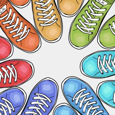 Spor ayakkabı tanıtımı için sportingly renkli poster. Vektör