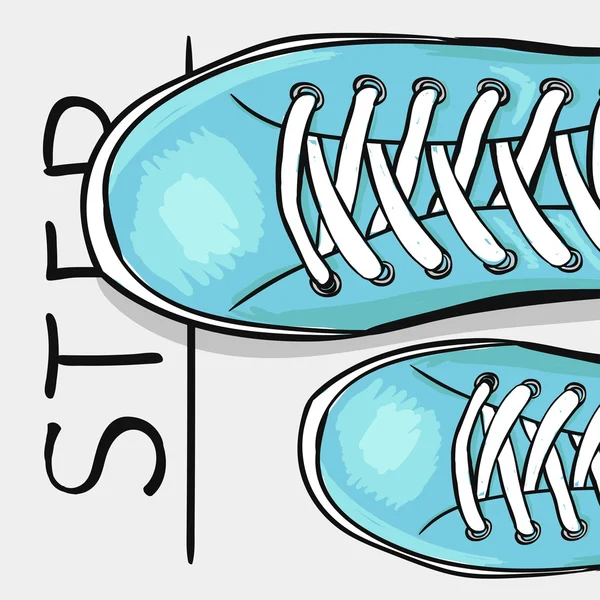 Affiche sportive colorée pour annoncer des chaussures de sport. Passez à l'étape suivante. Une affiche de motivation. Vecteur — Image vectorielle