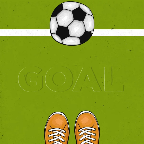 Campo de fútbol con la palabra gol. El póster deportivo. Vector — Vector de stock