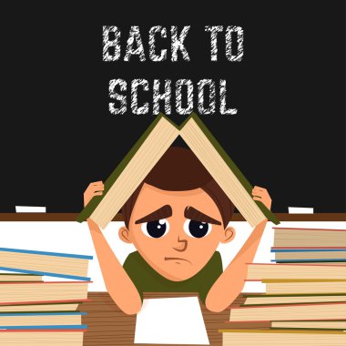 Okul öğrenci sınıfta ile illüstrasyon karikatür. Okula geri Nappis. Vektör