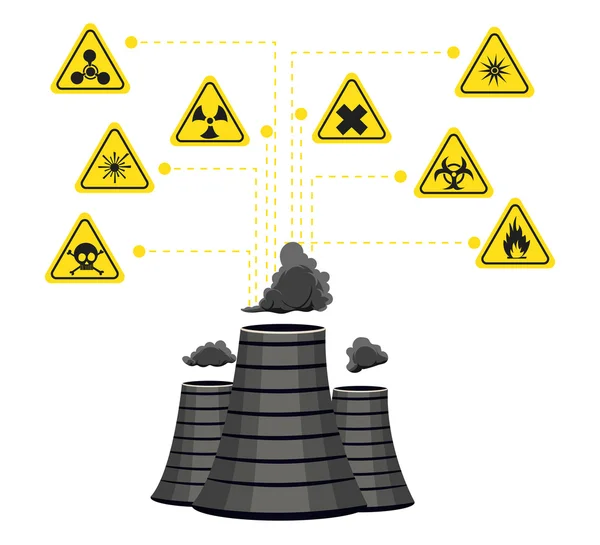 L'energia nucleare infografica e il suo impatto sull'ambiente. Vettore — Vettoriale Stock