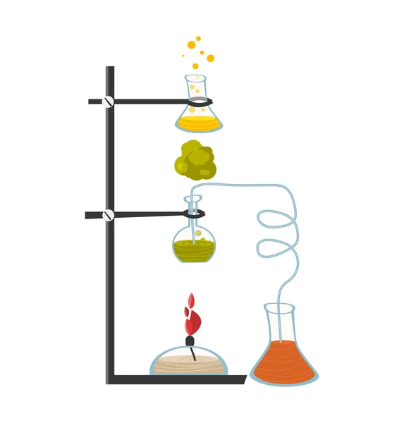 화학 기기 및 장비입니다. 난방 액체는 화학 과정입니다. 벡터 — 스톡 벡터