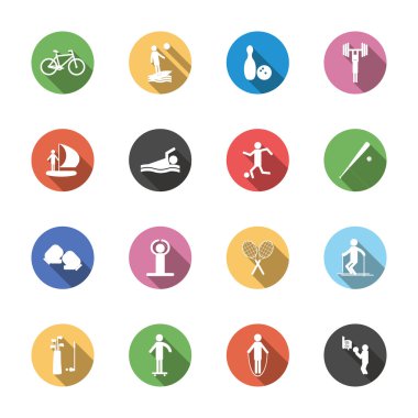 düz çizmek ile tasarımınız için uzun gölgeler izole f spor simgeleri