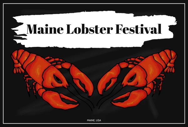 Lobster festival in America. Colorful vector illustration for design on a black Board with chalk — Stockový vektor