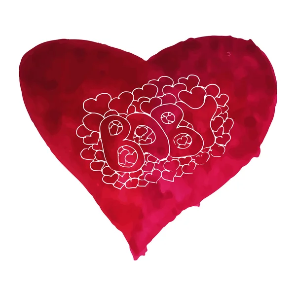 Bright romantic watercolor background heart — Stock Vector