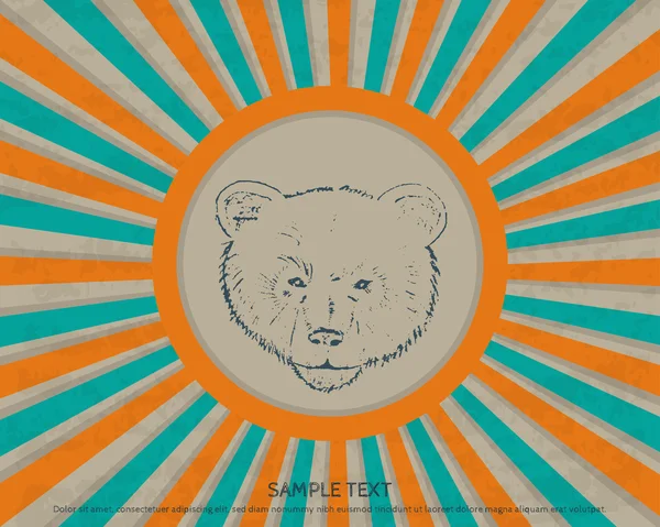 A wild bear in a vintage poster design element — Stock Vector