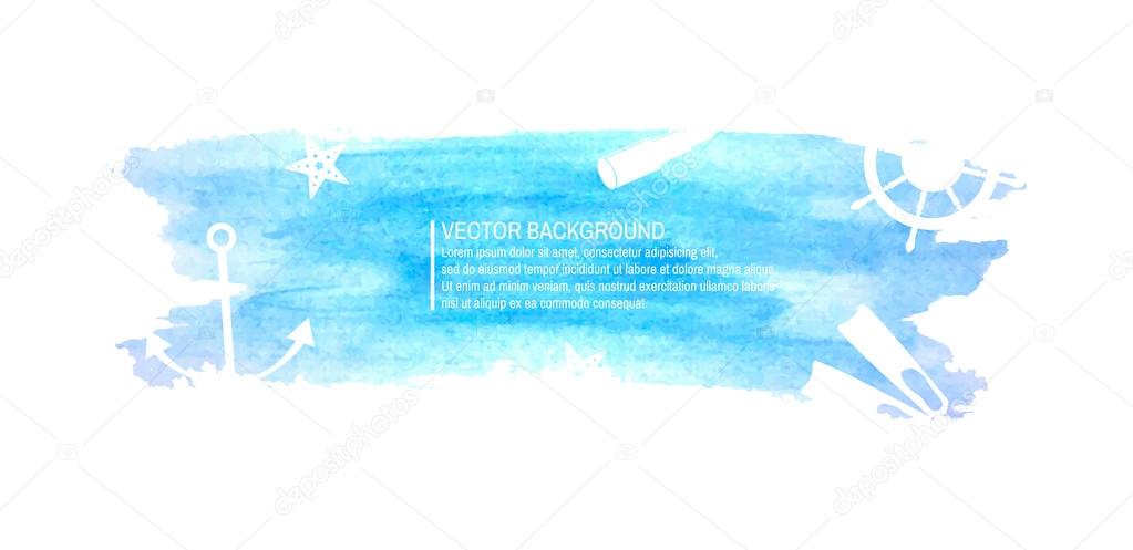Set of colorful web elements. 3 summer watercolor banner