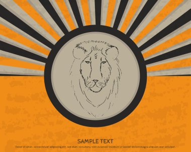 A wild lion in a vintage poster design element