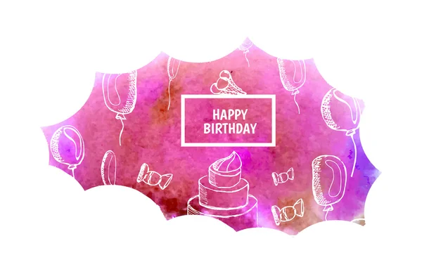 Watercolor greeting background happy birthday — Stock Vector