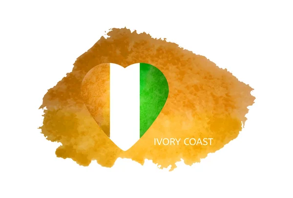 Coeur aux couleurs nationales de la Côte d'Ivoire. Vecteur — Image vectorielle