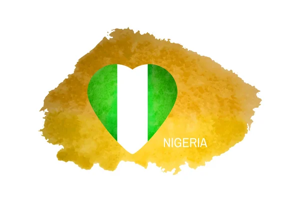 Акварельный фон в национальных цветах Нигерии. Я люблю Нигерию — стоковый вектор