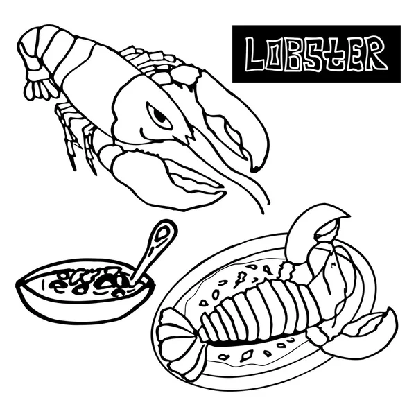 Морепродукти лобстер, бісквіт омарів, делікатеси — стоковий вектор