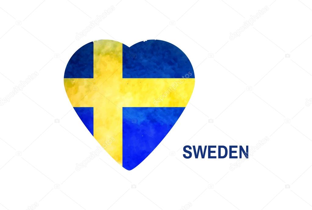 watercolor background in colors of national flag of Sweden. I love Sweden