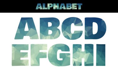 Polygon insulated colorful alphabet font style. Vector illustration in marine summer style. Part 1