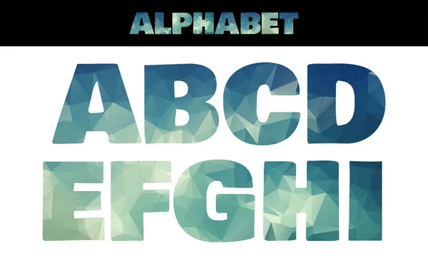 Polygon insulated colorful alphabet font style. Vector illustration in marine summer style. Part 1 — стоковий вектор