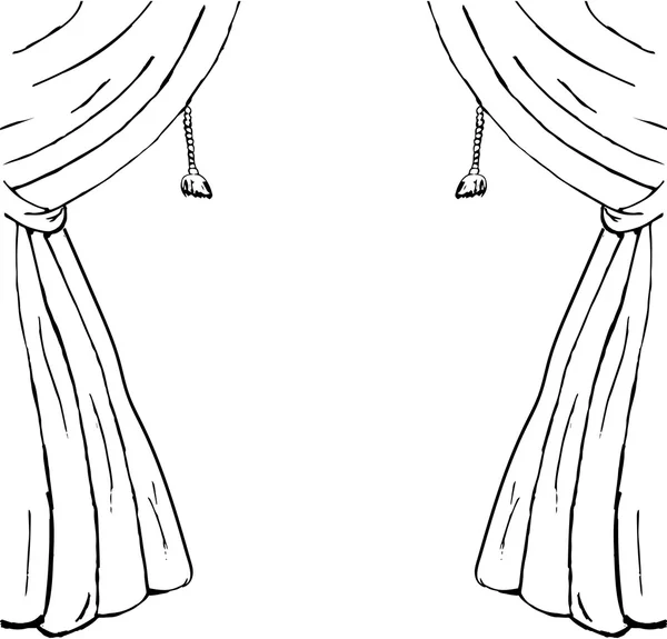Drawn sketch of curtains as a design element — Stock vektor