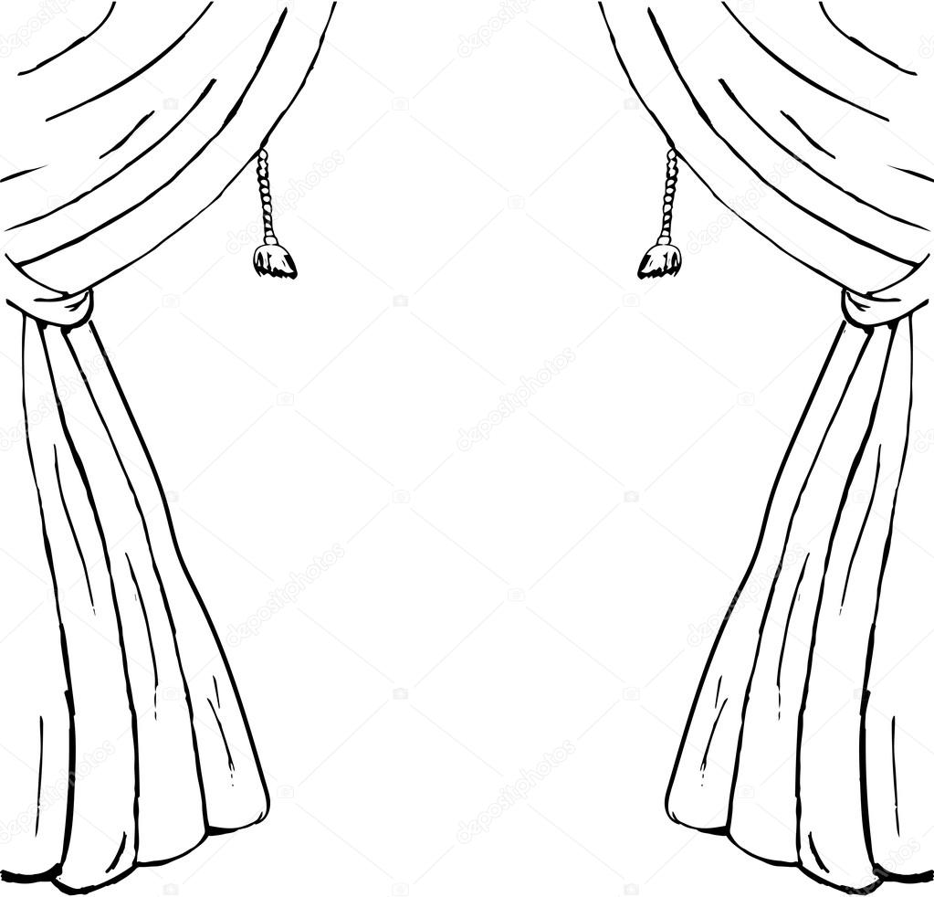 Drawn sketch of curtains as a design element