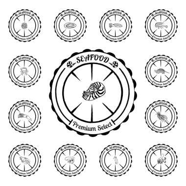 tasarım ıstakoz ve ıstakoz için vintage set deniz ürünleri elemanları. 