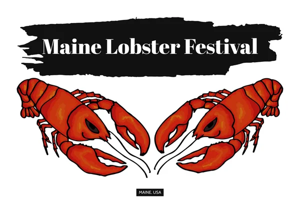 Lobster festival in America. Colorful vector illustration for design on white background — Stockový vektor