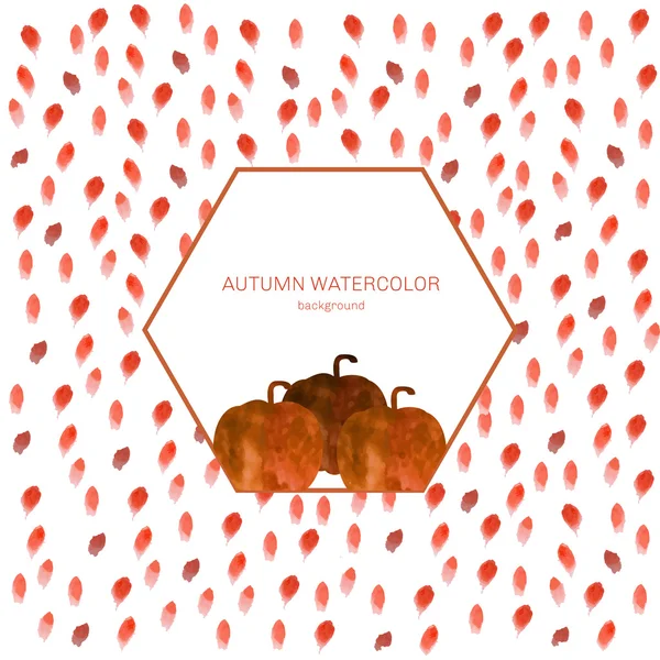 Outono fundo abstrato com folhas de laranja e abóboras aquarela para design de cartaz — Vetor de Stock