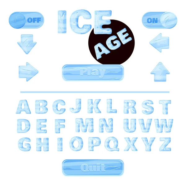 Барвистий стилізований під крижані алфавіти для дитячої освіти або використовується для заголовків в онлайн-іграх, браузерних і мобільних додатках. Вектор. Зимовий шрифт . — стоковий вектор
