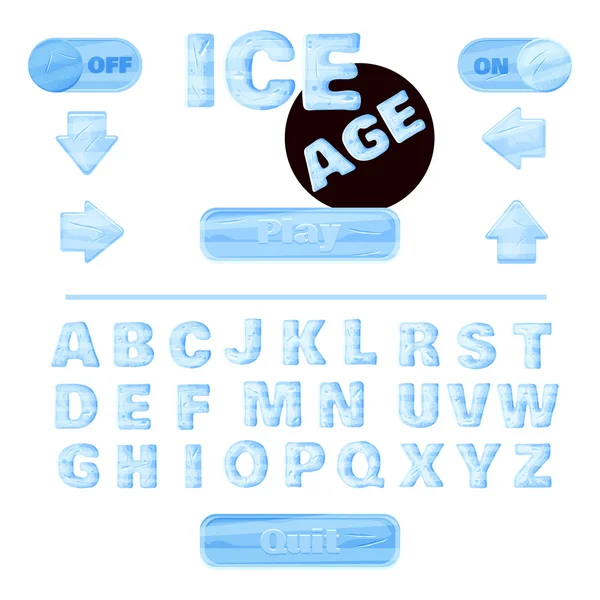 Colorful of stylized under the ice alphabets for children's education or use for headings in online games, browser-based and mobile applications. Vector. Winter font. Stock Vector