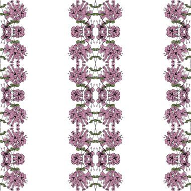 Hand drawn vector floral seamless pattern in pink colors