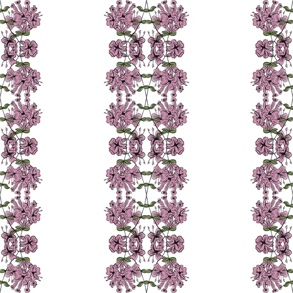 Hand drawn vector floral seamless pattern in pink colors — Stock vektor