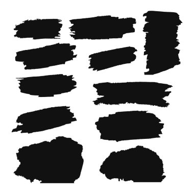 A collection of black grungy abstract hand-painted brush strokes banner. Vector