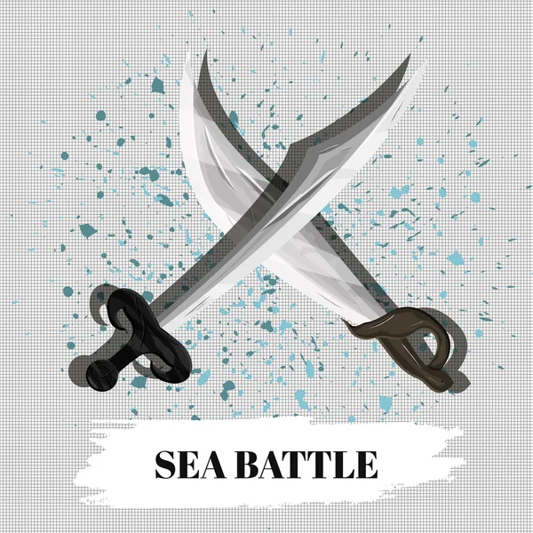 Poster Sea Battle desktop or mobile educational game. Vector — Stockový vektor