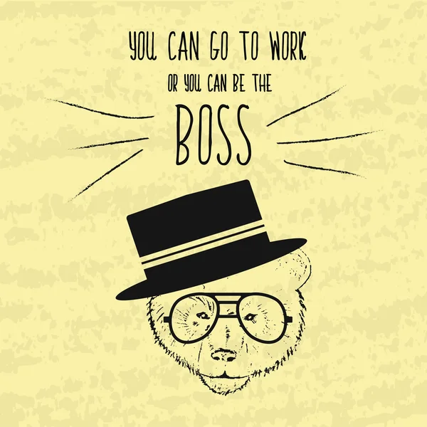 Motivational retro hand-drawing poster for the achievement of the objectives with the wise phrases about the boss and the business. Hand painted Vector — Stok Vektör