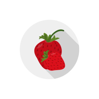 Isolated flat icon of vegetarian eating berries on a white background. Ripe red strawberry. Vector